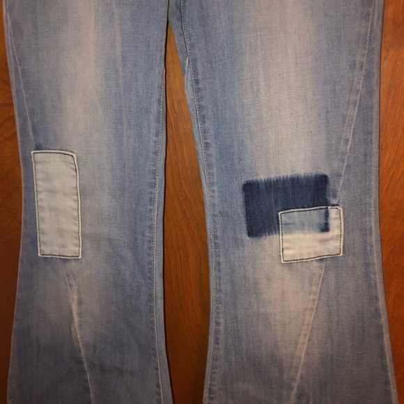 The Buckle Flying monkey Low Rise patchwork super Flare Jeans. Size 28/34. NWT - Picture 4 of 11